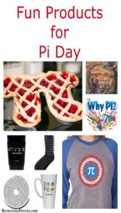 Fun products for celebrating Pi Day, from socks to pie pans to shower benches