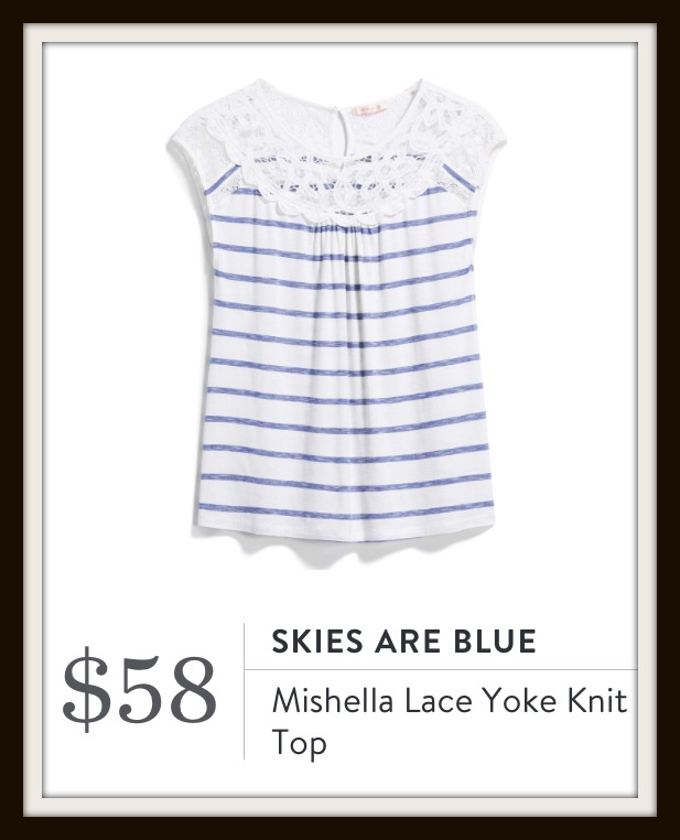 Skies are Blue Mishella Lace Yoke Knit Top
