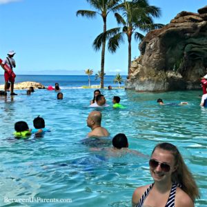 Things to do at Disney's Aulani, including listening to dolphin sounds under the water in the pool